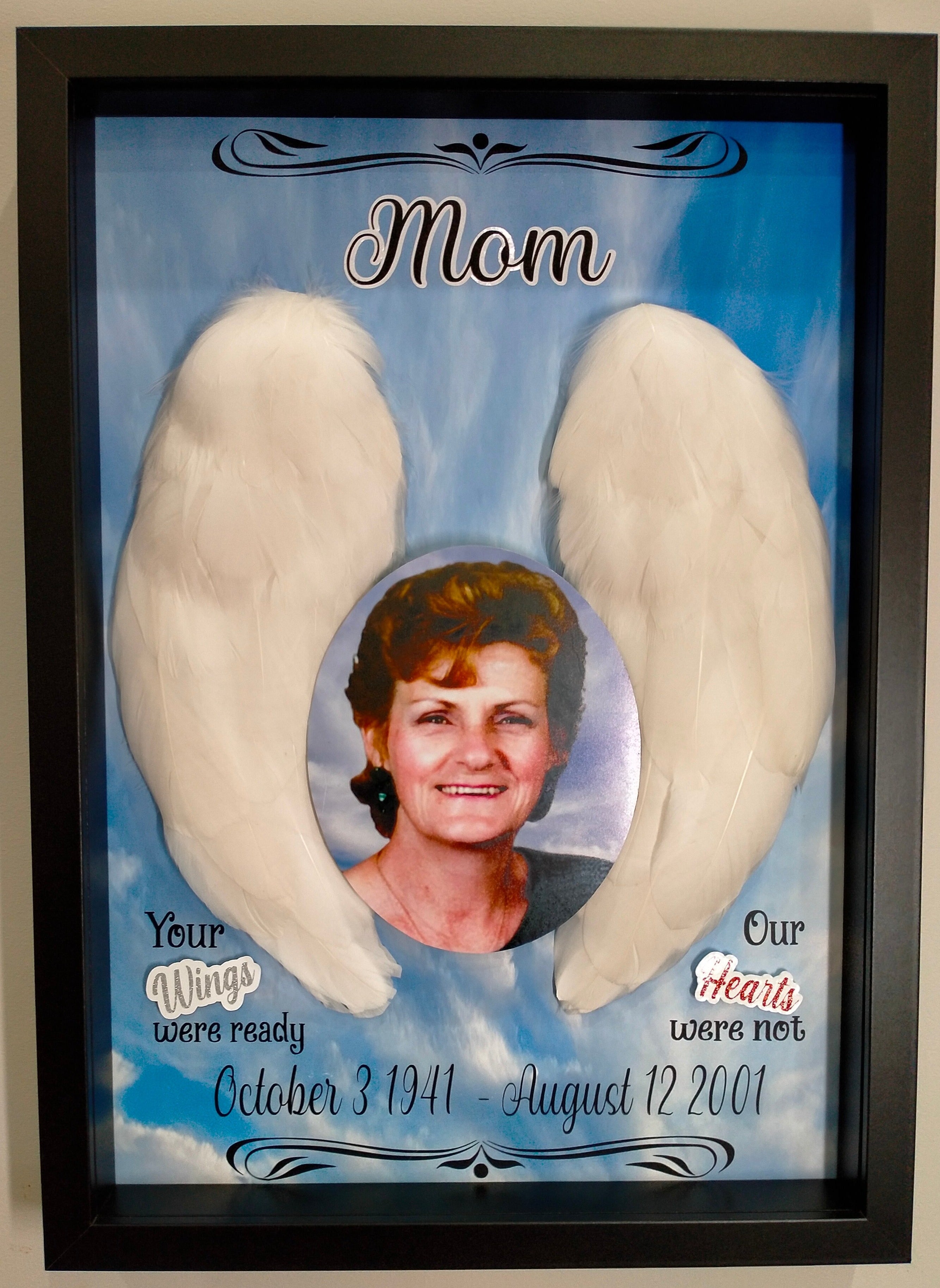 Wings Memorial Keepsake - A3 Shadowbox Frame Classic Black